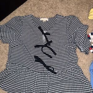 Stylish Black and White Gingham Women's Top